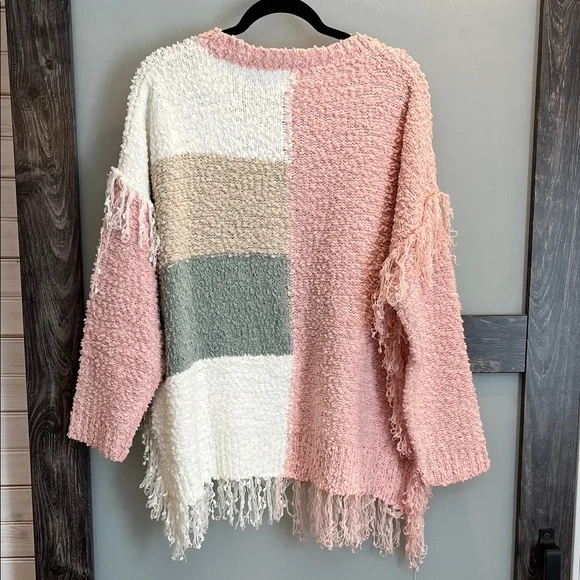 POL Women's Patchwork Sweater - Pink, Cream, Green NWOT - Picture 4 of 4